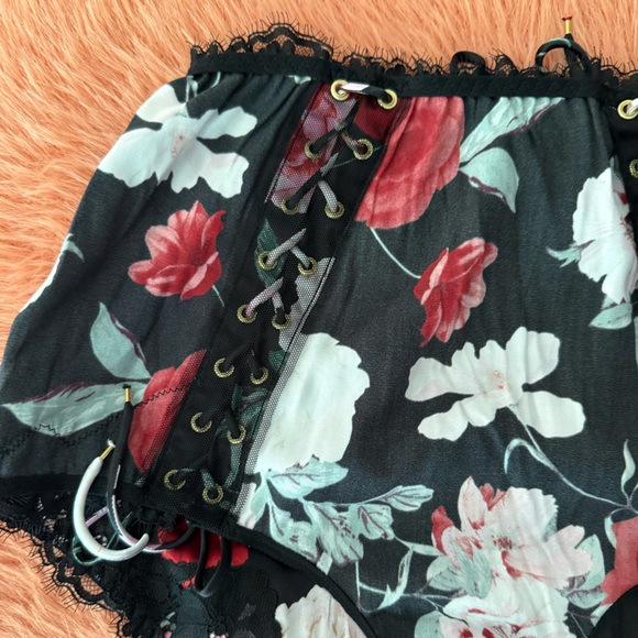 Atelier X Victoria's Secret Satin Lace Black Floral Lace-Up Panty - Picture 5 of 11